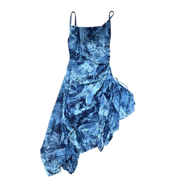 Almost Famous Dresses & Skirts - Almost Famous Dress Womens Blue Renaissance Mesh Handkerchief SIZE L